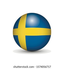 Flag of Sweden in the form of a ball isolated on white background.