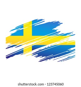 Flag Sweden in the form traces brush isolated vector