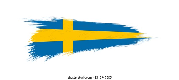 Flag of Sweden in grunge brush stroke, vector grunge illustration.