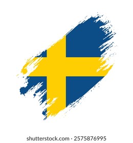 Flag of Sweden Grunge Brush Stroke Style Vector