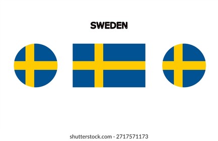 Bandera de Suecia en alta calidad (rectángulo y forma de círculo)