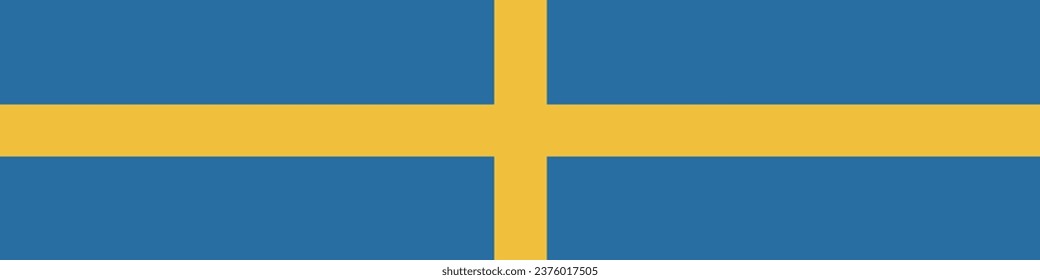 The flag of Sweden. Flag icon. A long banner. Standard color. Computer illustration. Digital illustration. Vector illustration.