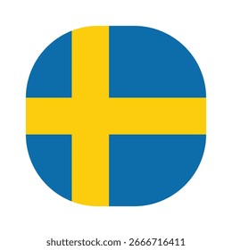 Flag of Sweden icon. Sweden rounded square flag icon digital vector illustration design. White background.