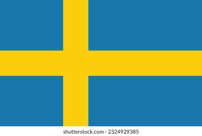 The flag of Sweden. Flag icon. Standard color. Standard size. A rectangular flag. Computer illustration. Digital illustration. Vector illustration.