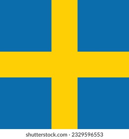 The flag of Sweden. Flag icon. Standard color. Standard size. A rectangular flag. Computer illustration. Digital illustration. Vector illustration.