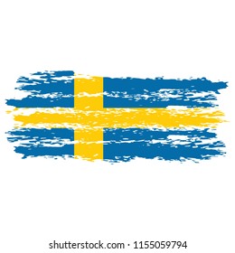 Flag of Sweden the illustration vector on a white background, brush stroke Design Elements