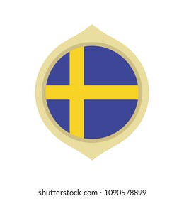 Flag of Sweden inside a golden circle ornament