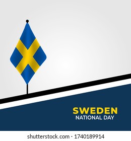 Flag of Sweden, June 6, National Day of Sweden, Kingdom of Sweden. vector illustration