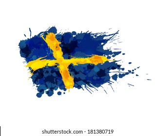 Flag of Sweden made of colorful splashes