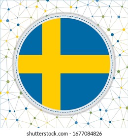 Flag of Sweden with network background. Sweden sign. Attractive vector illustration.