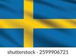 Flag of Sweden. Sweden flag official colors and proportion digital vector illustration. Wavy flag.