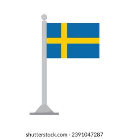 Flag of Sweden on flagpole isolated