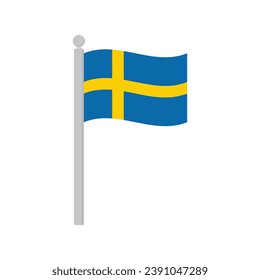 Flagge Schwedens auf Flagspole einzeln