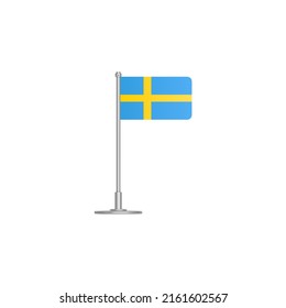 bandera de Suecia. bandera de Suecia en asta. icono vector aislado en fondo blanco