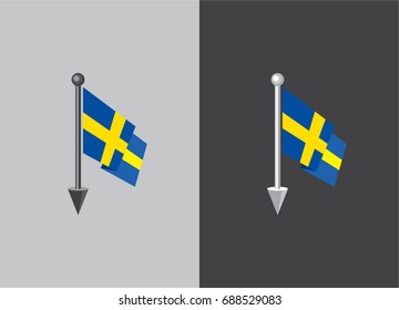 Flag of Sweden. Flag on the flagstaff