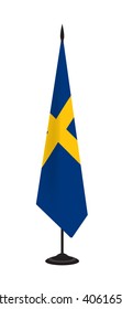 Flag of Sweden on a flagstaff. Vector illustration