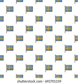 Flag of Sweden pattern in cartoon style. Seamless pattern vector illustration