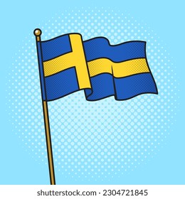 Flag of Sweden pinup pop art retro vector illustration. Comic book style imitation.