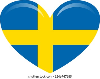 Flag of Sweden. Realistic waving flag of Kingdom of Sweden. Fabric textured flowing flag of Sweden.