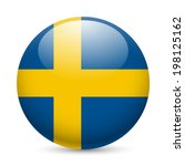 Flag of Sweden as round glossy icon. Button with Swedish flag