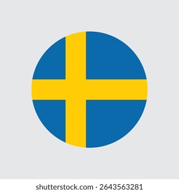 flag of Sweden round flag icon button vector sign symbol