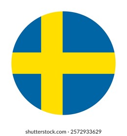 Flag of Sweden round shape, national symbol