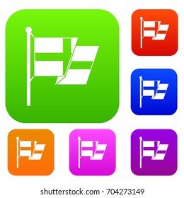 Flag of Sweden set icon in different colors isolated vector illustration. Premium collection