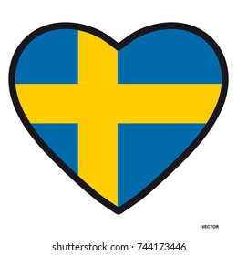 Bandera de Suecia en forma de Corazón con contraste, símbolo de amor por su país, patriotismo, ícono para el Día de la Independencia.
