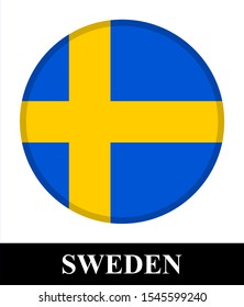 FLAG OF SWEDEN SHINY ROUND BUTTON
