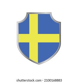 Flagge Schwedens mit silbernem Rahmen