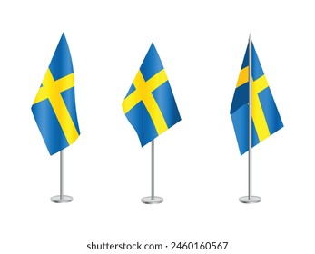 Flagge von Schweden mit Silbermast