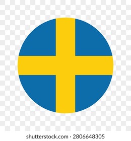 Flag of Sweden. Swedes flag. Sweden circle flag logo icon computer vector illustration design. Checkerboard background.