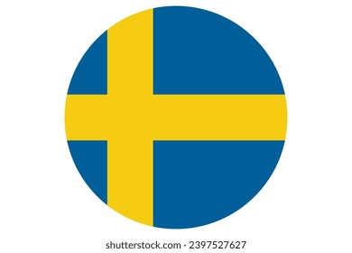 Flag of Sweden. Swedish national symbol in official colors. Template icon. Abstract vector background. Round glass light ball, 3D big bubble, sphere.
