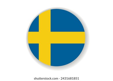 Flag of Sweden. Swedish national symbol in official colors. Template icon. Abstract vector background. Round glass light ball, 3D big bubble, sphere.
