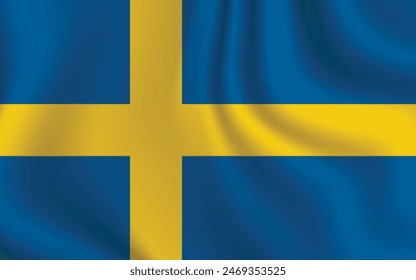 Flag of Sweden. Swedish national symbol in official colors. Template icon. Abstract vector background.