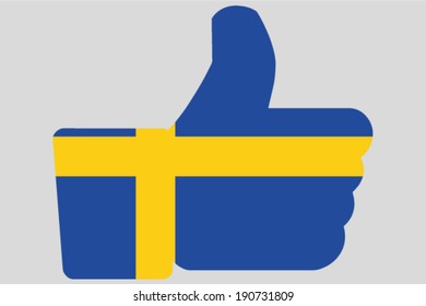 The flag of Sweden in a Thumbs Up Icon