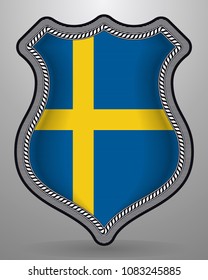 Flag of Sweden. Vector Badge and Icon. Horizontal Orientation Version