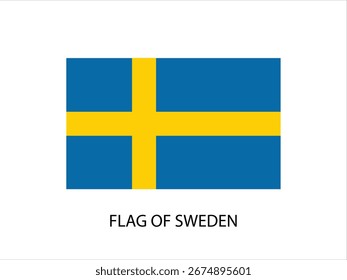 FLAGGE DES SCHWEDISCHEN VEKTORS, ILLUSTRATION, TYPOGRAPHIE AUF WEISSEM HINTERGRUND