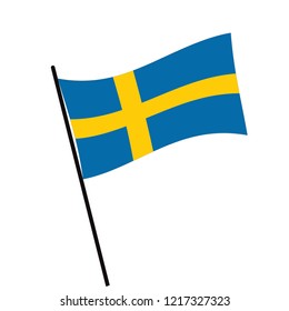 Flag of Sweden , Sweden flag waving isolated vector illustration