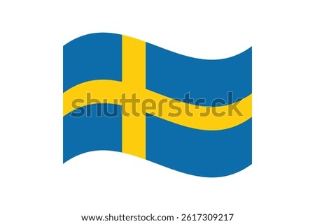 Flag of Sweden. Sweden wavy flag digital vector illustration. Fluttering flag.