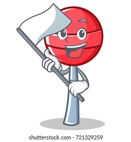 With flag sweet lollipop character cartoon