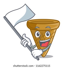 With flag sweet wafer cone isolated on maskot