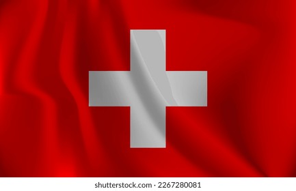 Flag of Swiss, with a wavy effect due to the wind.