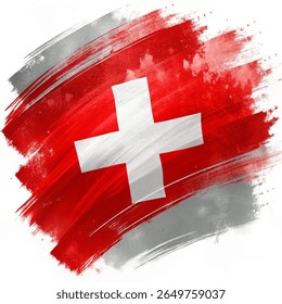 Flag of Switzerland, brush stroke background vector illustration.Independence Day swiss national day 