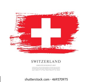 Flag of Switzerland. Brush stroke background