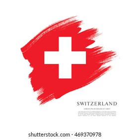 Flag of Switzerland. Brush stroke background