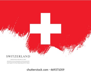 Flag of Switzerland. Brush stroke background