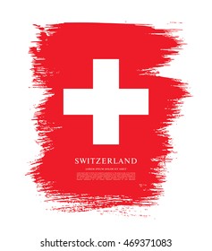 Flag of Switzerland. Brush stroke background