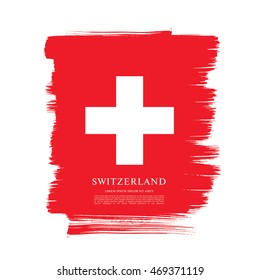 Flag of Switzerland. Brush stroke background