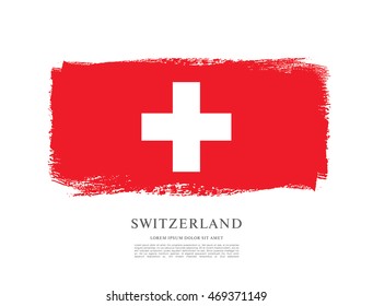 Flag of Switzerland. Brush stroke background